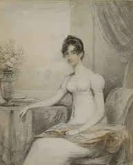 Henry Edridge, Untitled, in a white dress watercolour over pencil