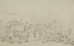 Thomas Rowlandson, Untitled, The picnic pen and brown ink over pencil 14 x 22cm Provenance: With Sabin Galleries Ltd.