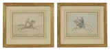 Henry Thomas Alken Snr, Untitled, pencil and watercolour 20 x 26cm and 21 x 26.5cm