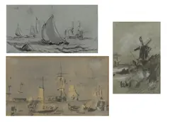 Untitled by Hercules Brabazon Brabazon, pen and ink and wash heightened with white 10.5 x 19cm (3), sold May 2025