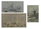 Hercules Brabazon Brabazon, Untitled, pen and ink and wash heightened with white 10.5 x 19cm (3)