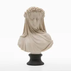 Antonio Frilli, Untitled, a resin art studio bust of a veiled maiden, on black socle base
