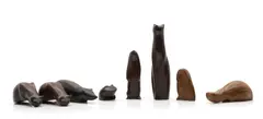 John Fox, Untitled, a group of seven carved animals