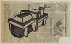 Untitled by Julian Opie, 1986 watercolour on newspaper 37 x 59.5cm Provenance: With Lisson Gallery, sold Mar 2025