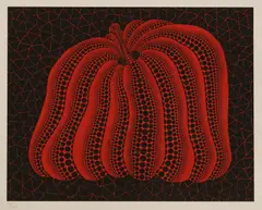 Untitled by Yayoi Kusama, 'Pumpkin' (black and red) lithograph in colours, sold Mar 2025