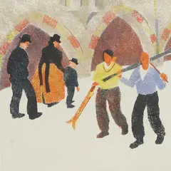 Raimund Wörle, Untitled, 'Sonntags Morgen' linocut in colours