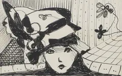 Untitled by Madge Gill, pen and ink 8.5 x 14cm, sold Mar 2025