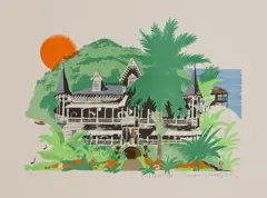Untitled by Paul Hogarth, 'Grand Hotel Oloffson (The Comedians)' lithograph in colours, sold Mar 2025
