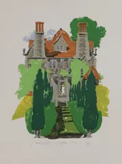 Paul Hogarth, Untitled, 'Garsington Manor' lithograph in colours