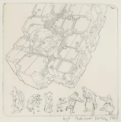 Untitled by Eduardo Paolozzi, 'For Leonardo' etching, sold Mar 2025