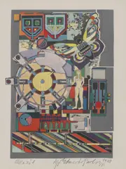 Eduardo Paolozzi, Untitled, 'Brazil' screenprint in colours