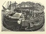 James Dodds, Untitled, 'Shipwright's Yard' linocut