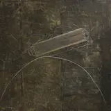 Kyriakos Mortarakos, Untitled, mixed media and collage on canvas with light fitting 140 x 140cm