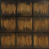 Panos Charalambous, Untitled, leaves and mixed media on canvas 150 x 150cm