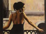 Fabian Perez, Untitled, 'Balcony at Buenos Aires VI' hand-embellished giclée print on canvas