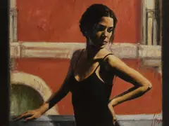 Fabian Perez, Untitled, 'Christine at the Balcony' hand-embellished giclée print on canvas