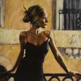 Fabian Perez, Untitled, 'Balcony at Buenos Aires III' hand-embellished giclée print on canvas