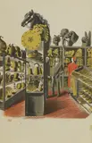 Eric Ravilious, Untitled, 'Theatrical Properties' lithograph in colours