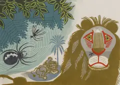 Untitled by Edward Bawden, 'The Gnat and the Lion' (MG 090) linocut in colours, sold Apr 2025