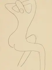Untitled by Roger Hilton, Seated nude pencil 20 x 15.5cm, sold Apr 2025