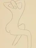 Roger Hilton, Untitled, Seated nude pencil 20 x 15.5cm