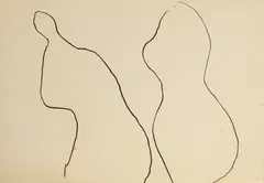 Untitled by Roger Hilton, Untitled (Two figures) black crayon 30 x 42cm, sold Apr 2025