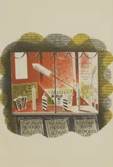 Untitled by Eric Ravilious, Fireworks lithograph in colours, sold Apr 2025