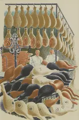Untitled by Eric Ravilious, 'Hams' lithograph in colours, sold Apr 2025