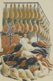 Eric Ravilious, Untitled, 'Hams' lithograph in colours