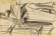 Peter Lanyon, Untitled, black chalk and gouache 24.5 x 37.5cm Provenance: With Gimpel Fils Ltd.
