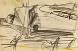 Peter Lanyon, Untitled, black chalk and gouache 24.5 x 37.5cm Provenance: With Gimpel Fils Ltd.