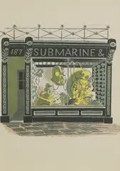 Eric Ravilious, Untitled, 'Submarine Engineer' lithograph in colours