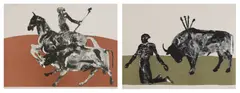 Untitled by Elisabeth Frink, both signed 'Frink' in pencil l.r., sold Apr 2025
