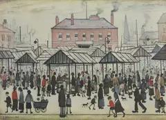 Untitled by L. S. Lowry, 1939 lithograph in colours, sold Apr 2025