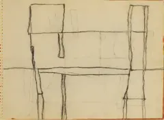 Untitled by William Scott, Untitled black chalk and watercolour 20 x 23cm, sold Apr 2025