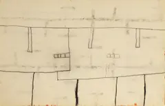Untitled by William Scott, another abstract sketch pencil and black chalk 25 x 35cm, sold Apr 2025