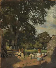 Untitled by Bernard Dunstan, oil on paper laid on board 31.5 x 26.5cm, sold Apr 2025