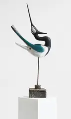 Guy Taplin, Untitled, 'Lapwing' carved and painted driftwood on a metal and driftwood base