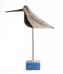 Guy Taplin, Untitled, 'Shorebird' carved and painted driftwood on a metal and driftwood base with shell