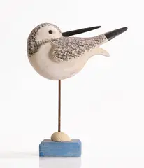 Untitled by Guy Taplin, 'Peep' carved and painted driftwood on a wood and metal base with shell, sold Apr 2025