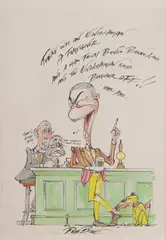 Gerald Scarfe, Untitled, pen and ink and wash heightened with white