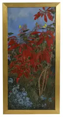 Winifred Strangman, Untitled, Flowers and butterflies of India oil on canvas 153 x 72cm