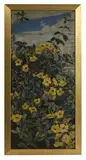 Winifred Strangman, Untitled, Flowers and butterflies of India oil on canvas 153 x 72cm