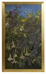 Winifred Strangman, Untitled, Flowers and butterflies of India oil on canvas 151 x 84cm