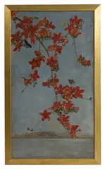 Winifred Strangman, Untitled, Flowers and butterflies of India oil on canvas 151 x 84cm