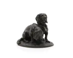 Emmanuel Frémiet, Untitled, a bronze study of two hounds