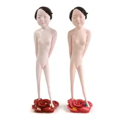 Fahui Luo, Untitled, Flower a pair of sculptures in polychrome resin