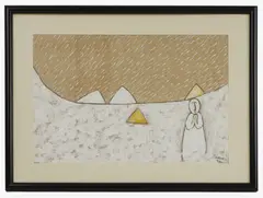 Untitled by Lê Thiết Cương, gouache on fabric 47 x 69cm, sold Nov 2024