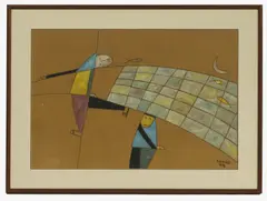 Untitled by Lê Thiết Cương, gouache on fabric 48 x 71cm, sold Nov 2024