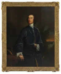 Thomas Hudson, Untitled, in a landscape with a church beyond oil on canvas 128 x 102cm